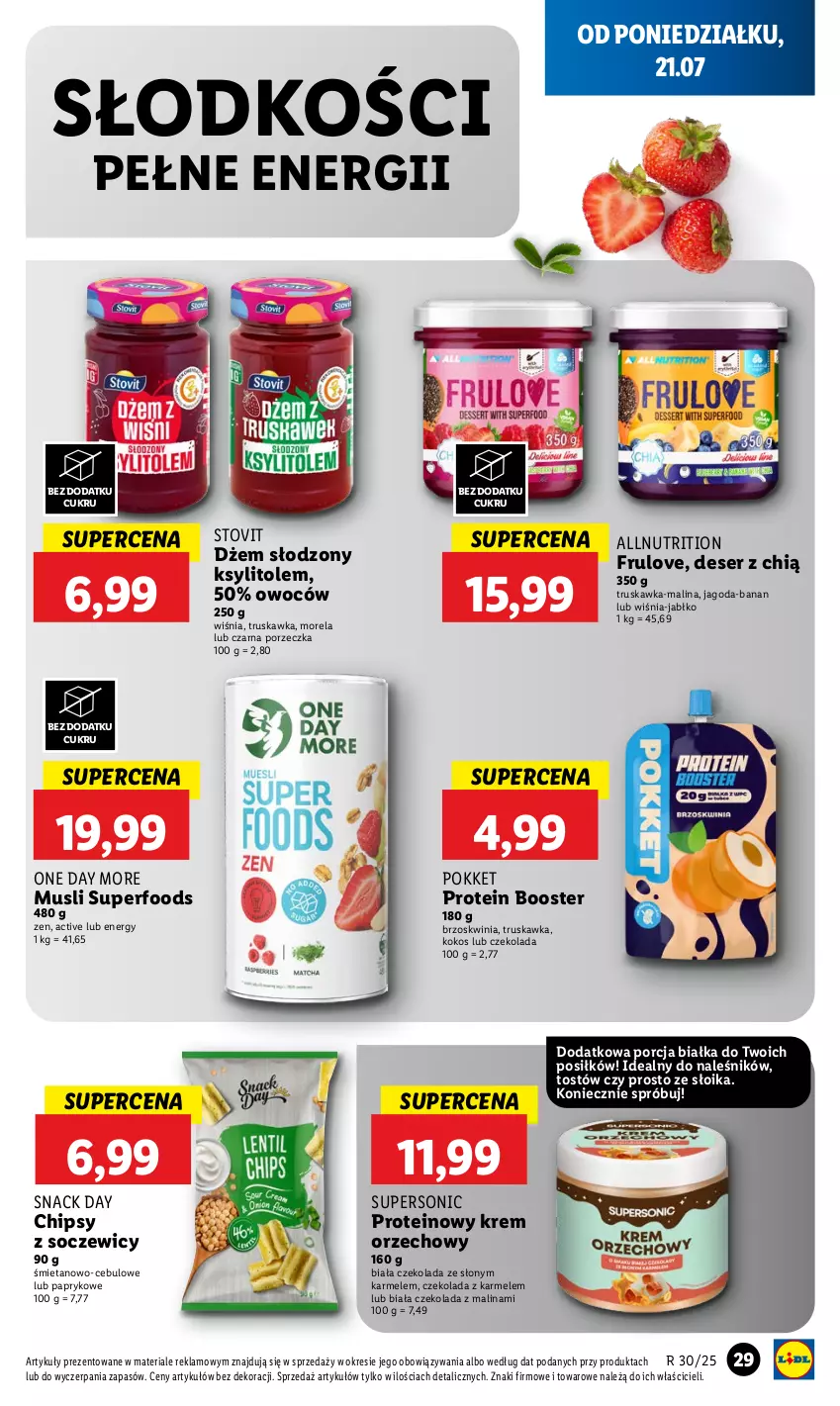 Gazetka promocyjna Lidl - GAZETKA - ważna 21.07 do 23.07.2025 - strona 37 - produkty: Booster, Chipsy, Czekolada, Deser, Dżem, Kokos, Krem orzechowy, Ksylitol, Morela, Mus, Por, Ser