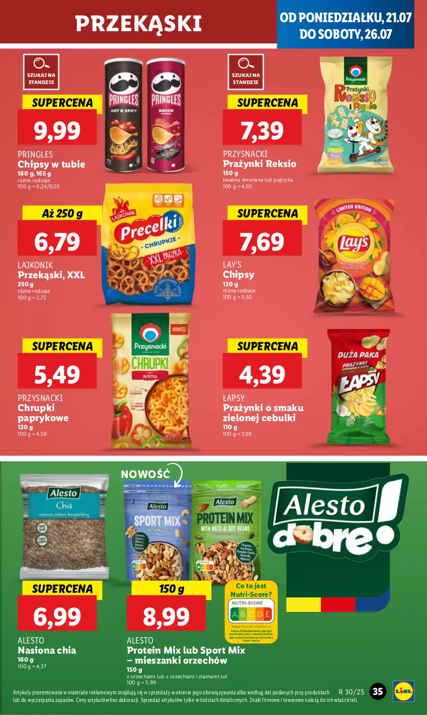Gazetka promocyjna Lidl - GAZETKA - ważna 21.07 do 23.07.2025 - strona 43 - produkty: Chia, Chipsy, Chrupki, Lajkonik, Lay’s, O nas, Papryka, Por, Pringles, Przysnacki, Sport, Wazon