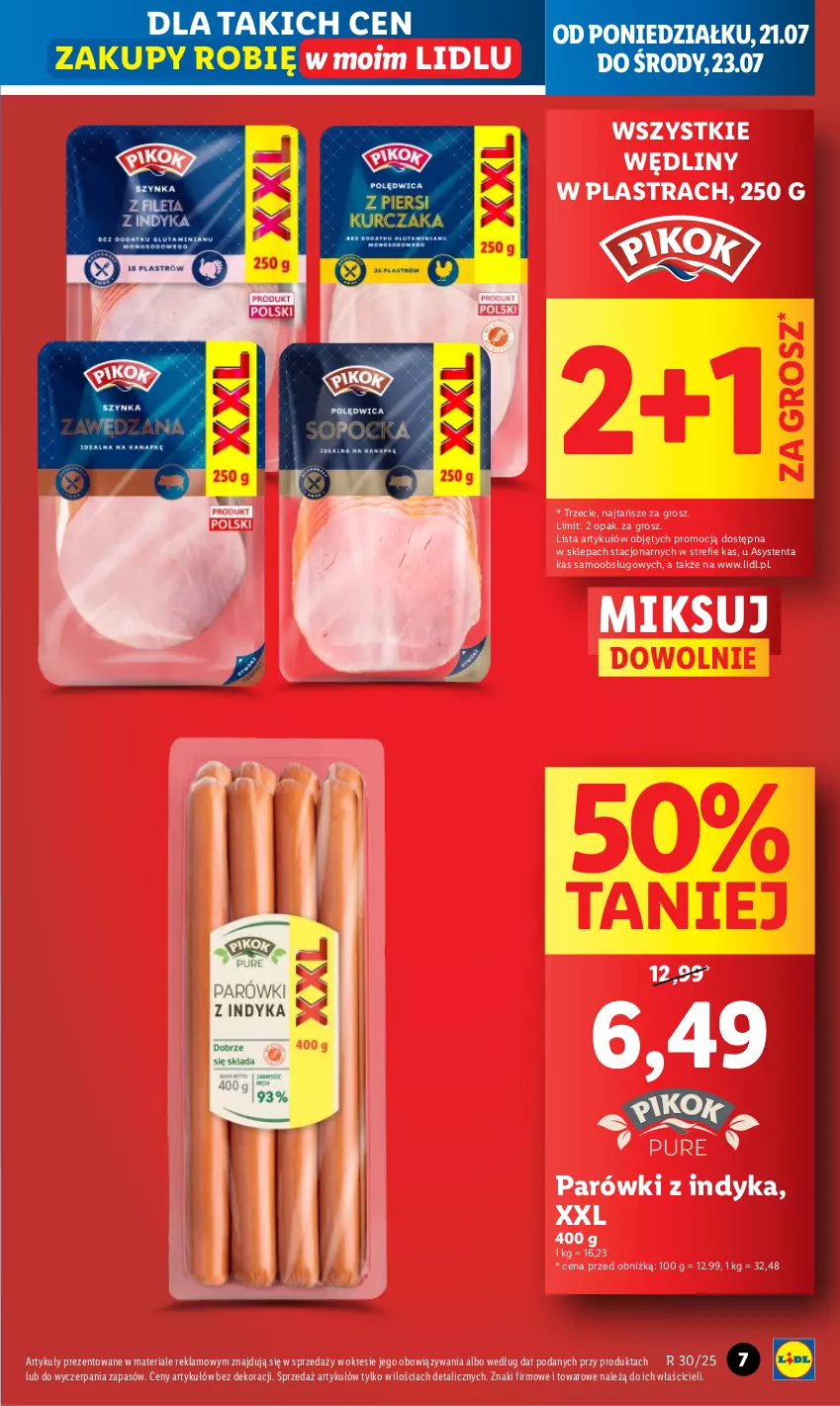 Gazetka promocyjna Lidl - GAZETKA - ważna 21.07 do 23.07.2025 - strona 7 - produkty: Parówki, Parówki z indyka