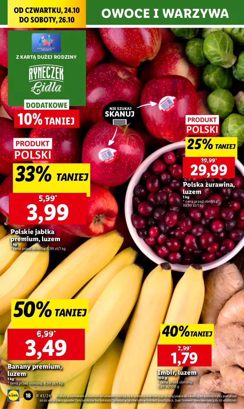 Gazetka promocyjna Lidl - GAZETKA - ważna 24.10 do 26.10.2024 - strona 22 - produkty: Banany, Chleb, Imbir, Jabłka, Owoce, Ser, Warzywa