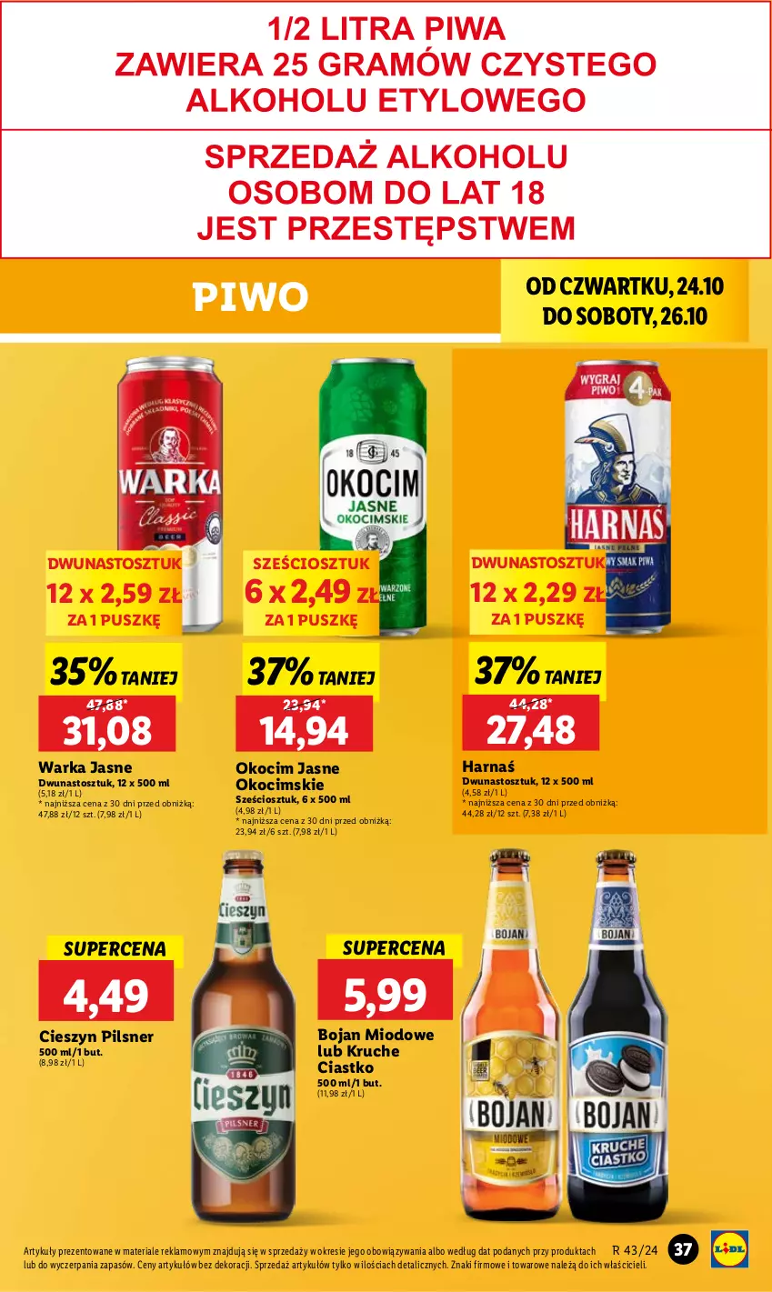 Gazetka promocyjna Lidl - GAZETKA - ważna 24.10 do 26.10.2024 - strona 43 - produkty: Harnaś, Koc, Okocim, Piwo, Warka