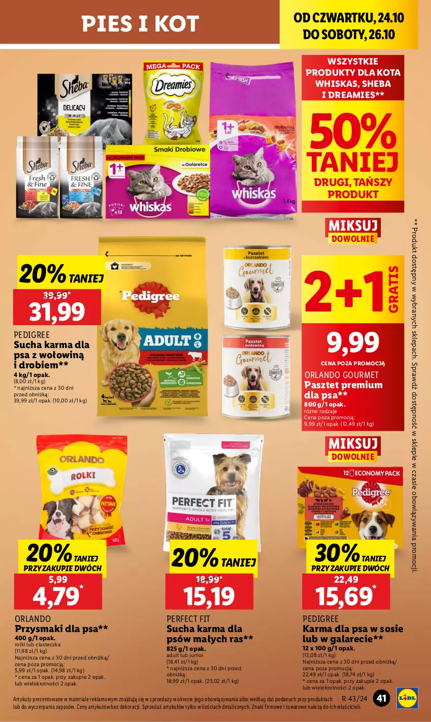 Gazetka promocyjna Lidl - GAZETKA - ważna 24.10 do 26.10.2024 - strona 49 - produkty: Gala, Gra, Pasztet, Pedigree, Przysmaki, Rolki, Sheba, Sos, Sucha karma, Whiskas