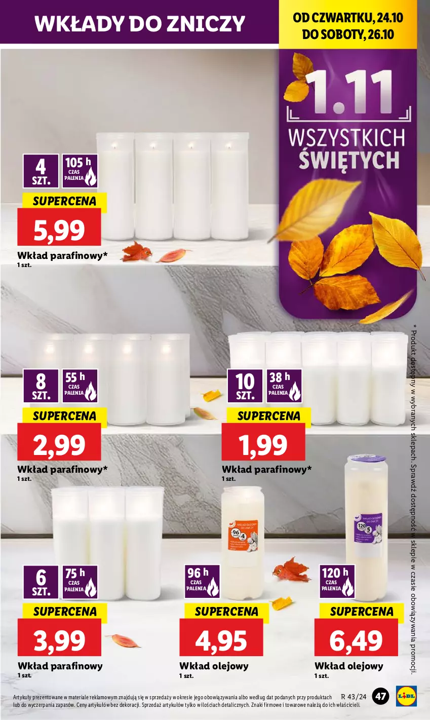 Gazetka promocyjna Lidl - GAZETKA - ważna 24.10 do 26.10.2024 - strona 55 - produkty: Olej, Wkład olejowy, Znicz