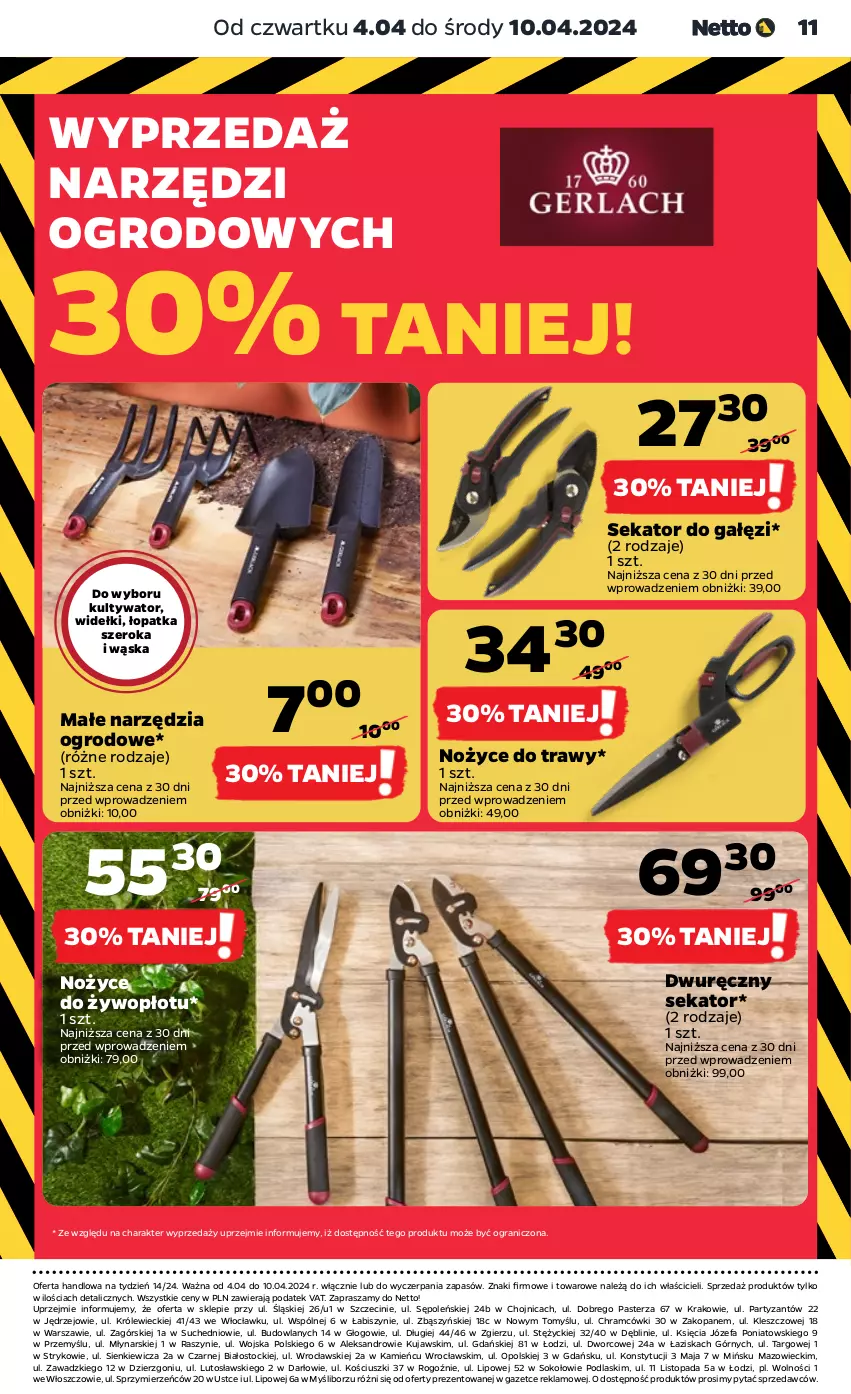 Gazetka promocyjna Netto - Akcesoria i dodatki - ważna 04.04 do 10.04.2024 - strona 11 - produkty: Fa, Gra, Kujawski, Noż, Nożyce, Podlaski, Sekator, Sok, Stock, Top