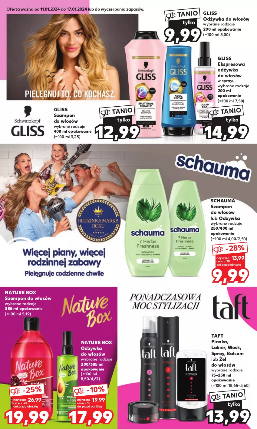 Gazetka promocyjna Kaufland - Kaufland - ważna 11.01 do 17.01.2024 - strona 1 - produkty: Lakier, Nature Box, Odżywka, Schauma, Szampon, Taft