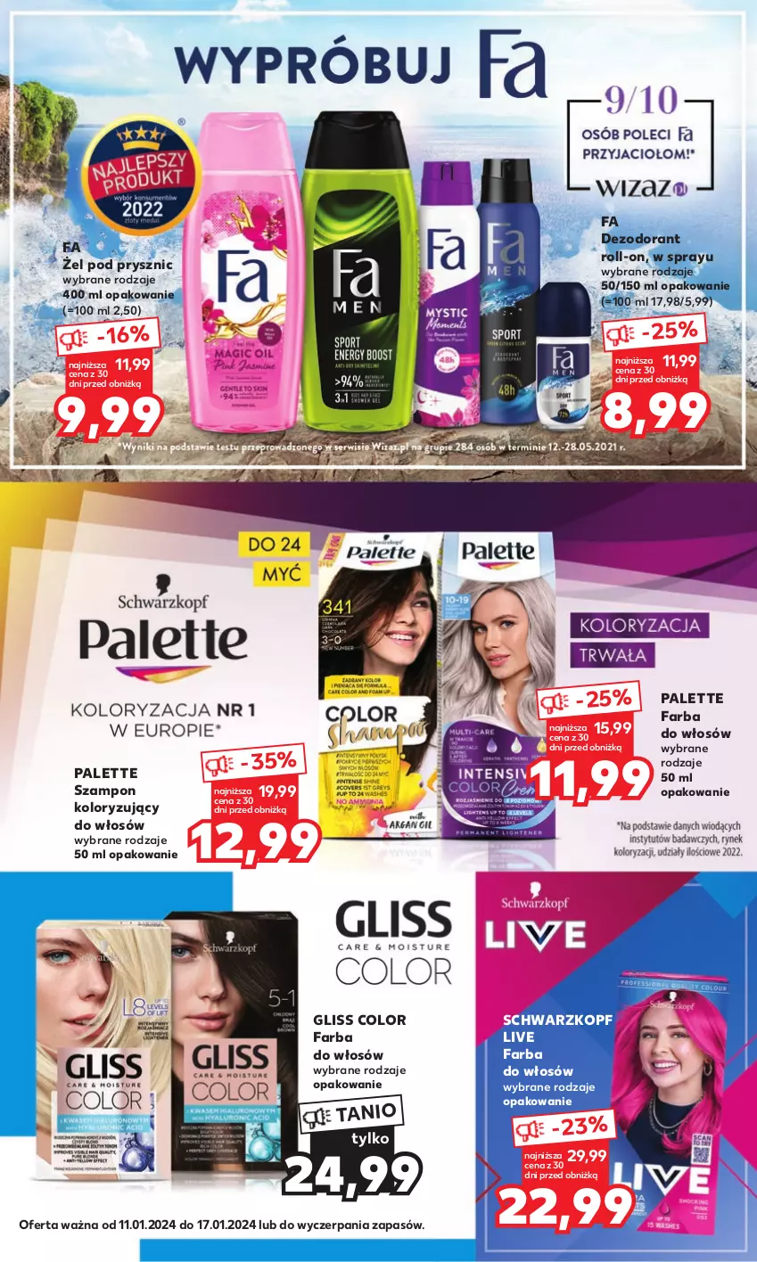 Gazetka promocyjna Kaufland - Kaufland - ważna 11.01 do 17.01.2024 - strona 2 - produkty: Dezodorant, Fa, Farba do włosów, Palette, Schwarzkopf, Szampon