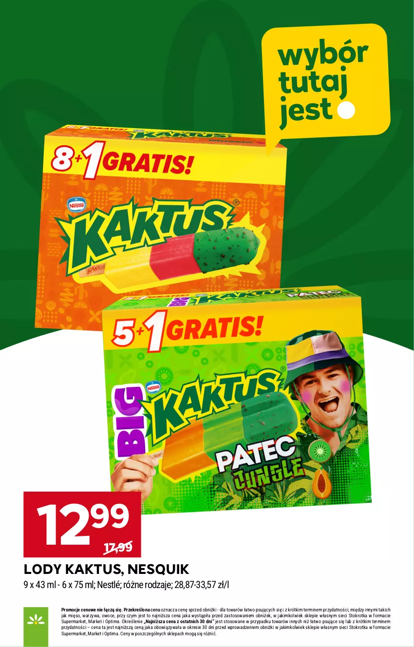 Gazetka promocyjna Stokrotka - Market - ważna 07.05 do 13.05.2026 - strona 30 - produkty: Kaktus, Lody, Mięso, Nesquik, Nestlé, Optima, Owoce, Warzywa