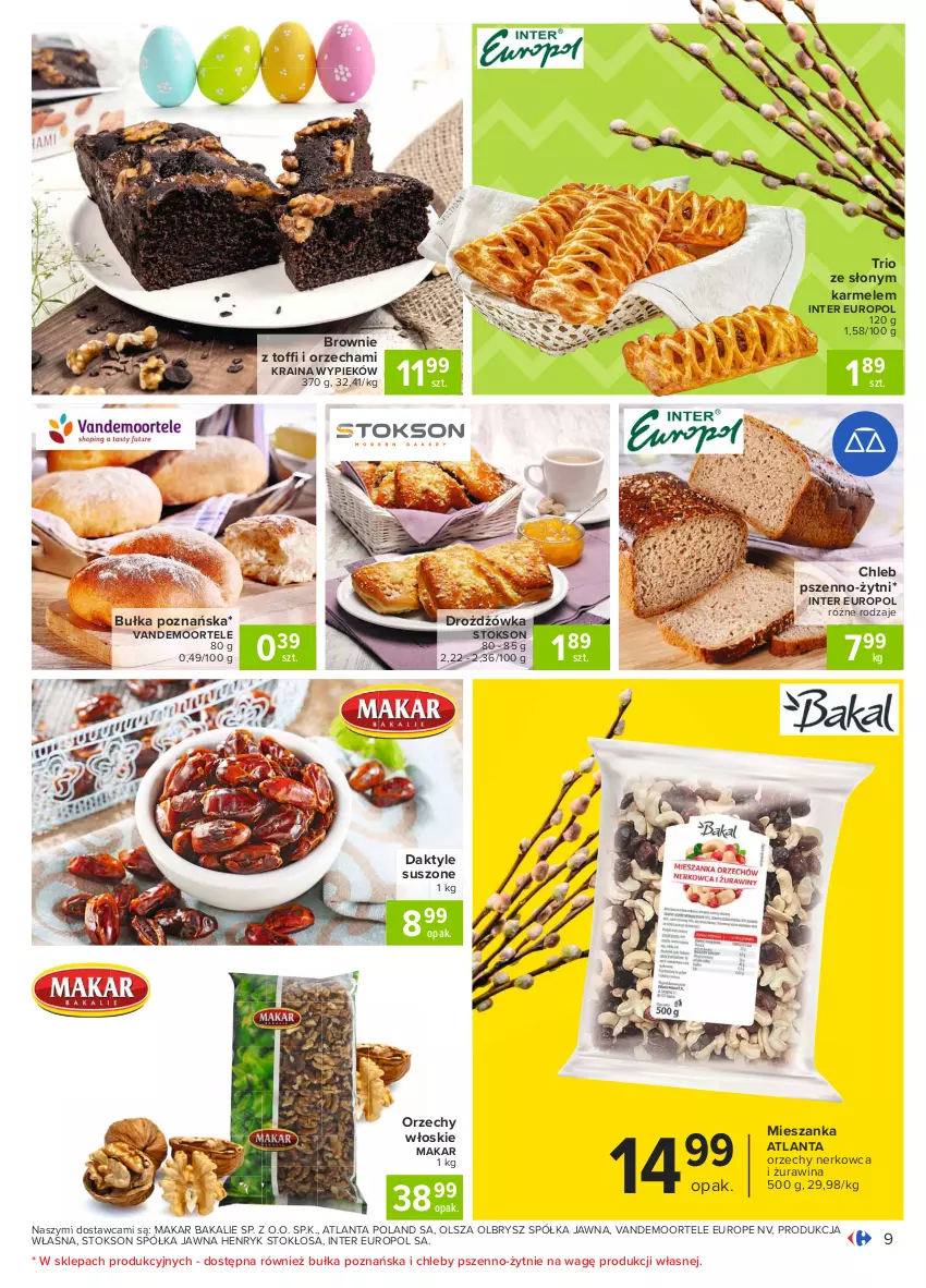 Gazetka promocyjna Carrefour - Gazetka Carrefour - ważna 15.03 do 22.03.2021 - strona 9 - produkty: Brownie, Bułka, Chleb, Daktyle, Orzechy włoskie, Półka