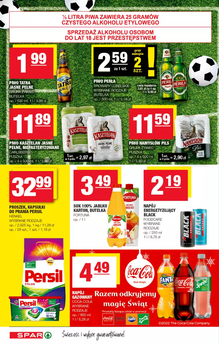 Gazetka promocyjna Spar - Spar - ważna 27.11 do 07.12.2022 - strona 10 - produkty: Carlsberg, Fa, Fortuna, Kasztelan, Lack, Namysłów, Persil, Piwo, Sok