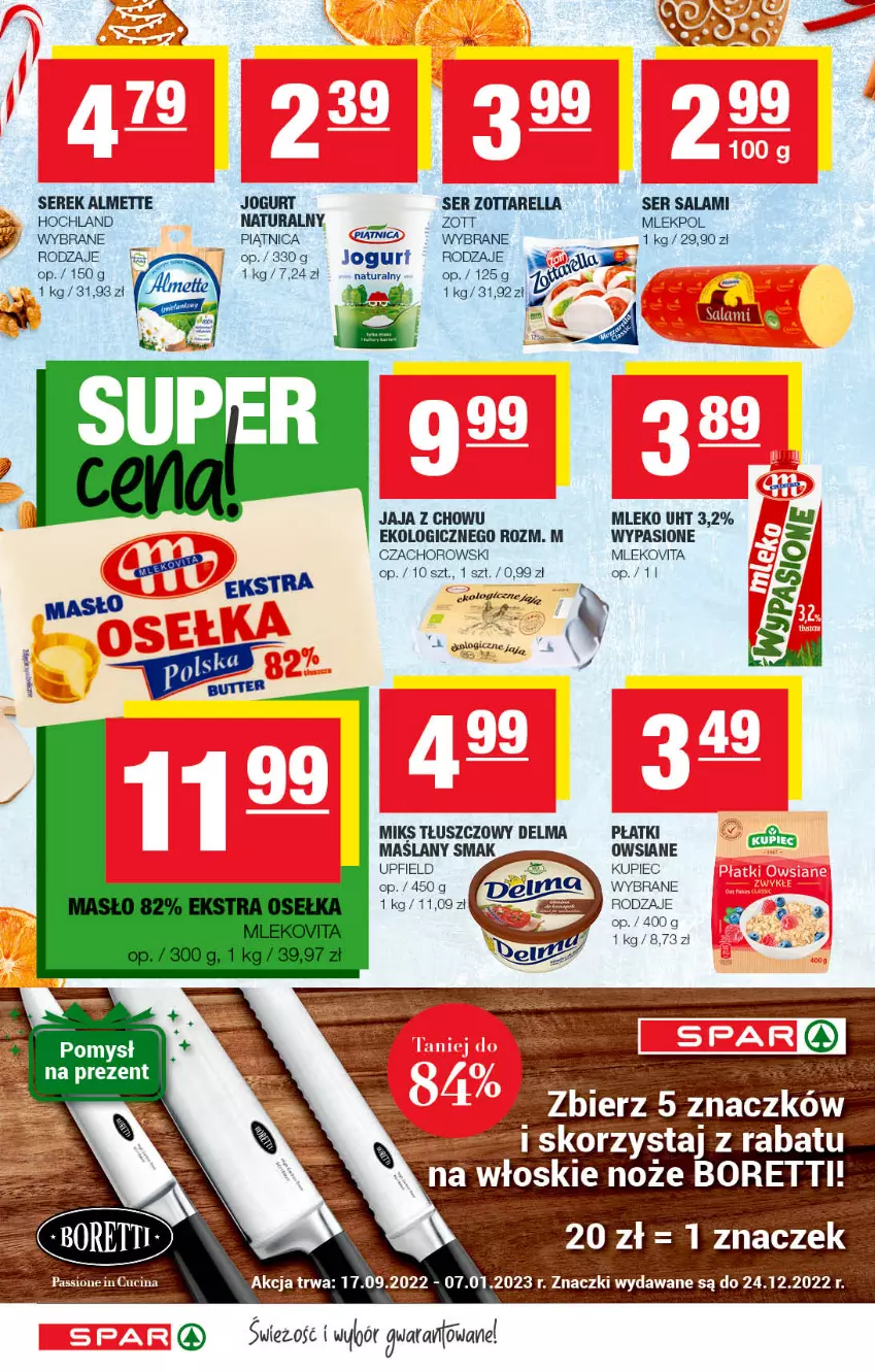 Gazetka promocyjna Spar - Spar - ważna 27.11 do 07.12.2022 - strona 6 - produkty: Almette, Delma, Hochland, Jaja, Jogurt, Kupiec, Miks tłuszczowy, Mleko, Mlekovita, Noż, Piątnica, Piec, Salami, Ser, Ser salami, Serek, Zott, Zottarella