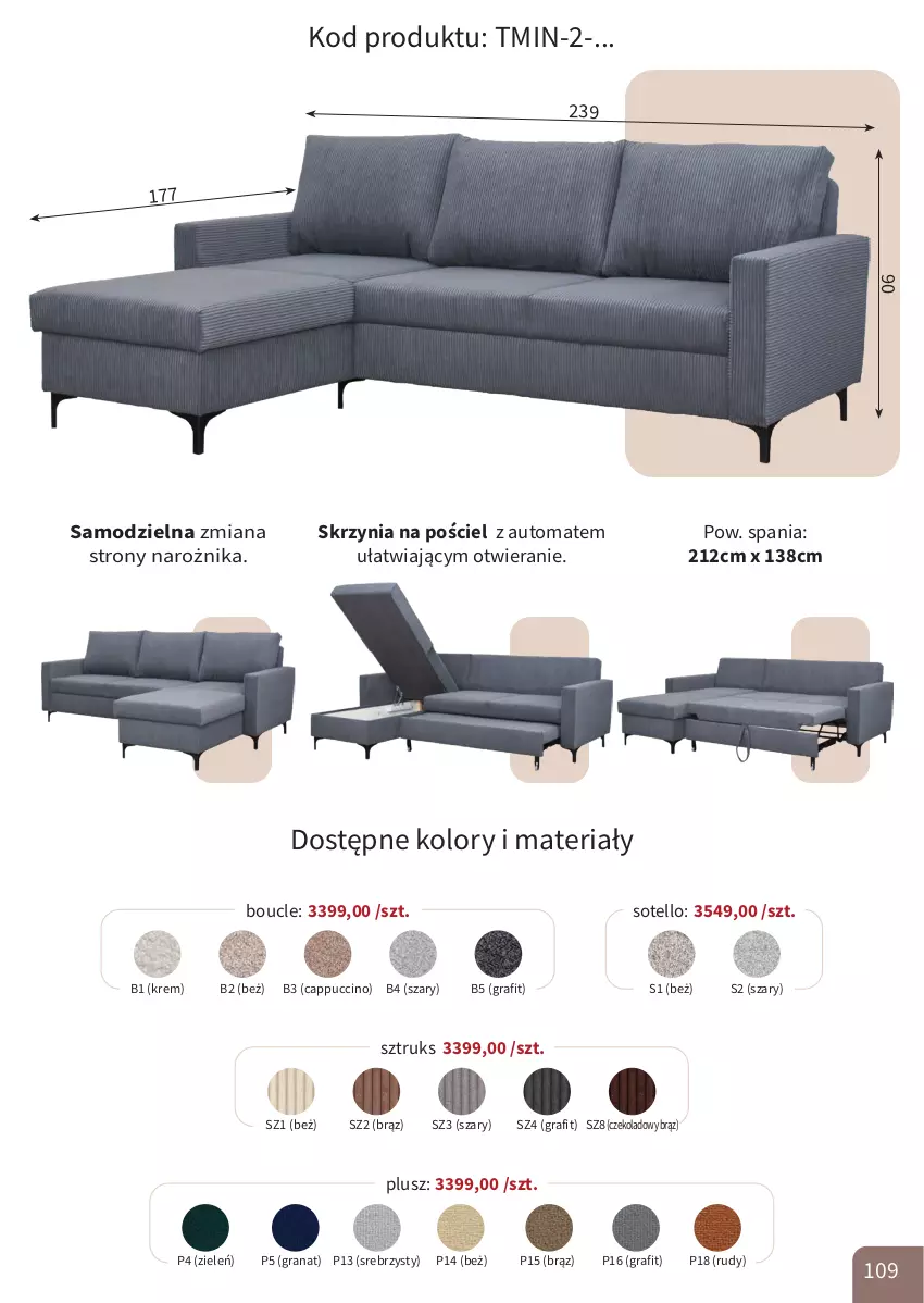 Gazetka promocyjna Bodzio - ważna 01.04 do 30.06.2026 - strona 109 - produkty: Cappuccino, Gra, Granat, Narożnik, Pościel