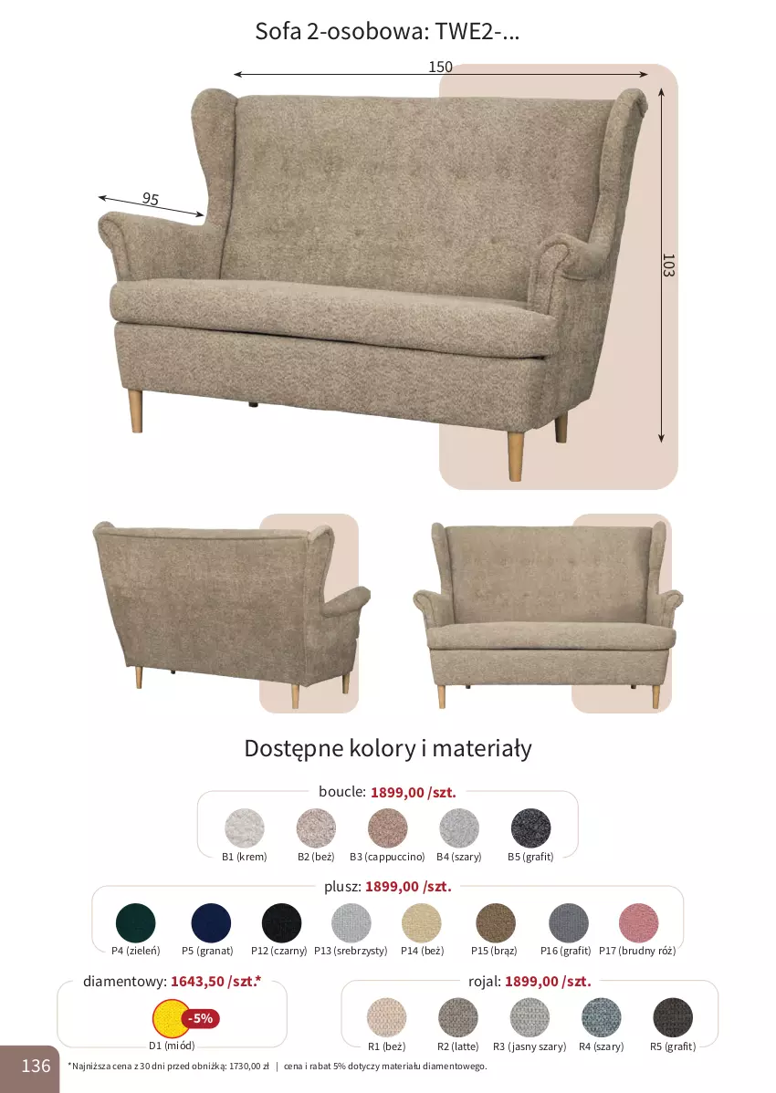 Gazetka promocyjna Bodzio - ważna 01.04 do 30.06.2026 - strona 136 - produkty: Cappuccino, Fa, Gra, Granat, Miód, Sofa, Sofa 2-osobowa