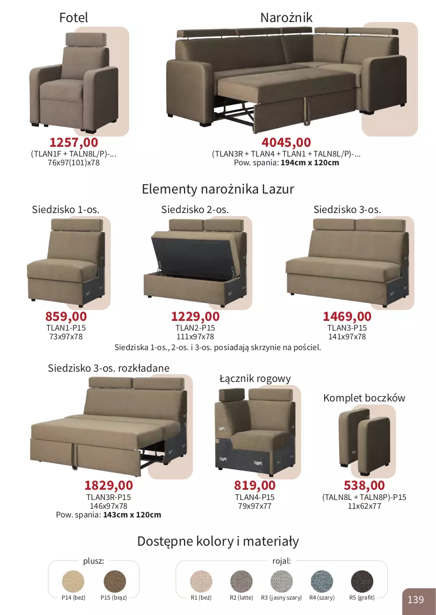 Gazetka promocyjna Bodzio - ważna 01.04 do 30.06.2026 - strona 139 - produkty: Fotel, Gra, Lazur, Narożnik, Pościel, Siedzisko