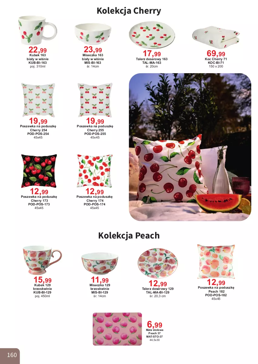 Gazetka promocyjna Bodzio - ważna 01.04 do 30.06.2026 - strona 160 - produkty: Brzoskwinie, Deser, Koc, Kubek, Miseczka, Poszewka, Ser, Talerz, Talerz deserowy