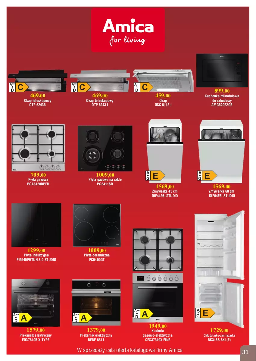 Gazetka promocyjna Bodzio - ważna 01.04 do 30.06.2026 - strona 31 - produkty: Amica, Fa, Kuchenka mikrofalowa, Kuchnia, Kuchnia gazowo-elektryczna, Okap, Piekarnik, Płyta, Płyta indukcyjna, Teleskop, Warka, Zamrażarka, Zmywarka