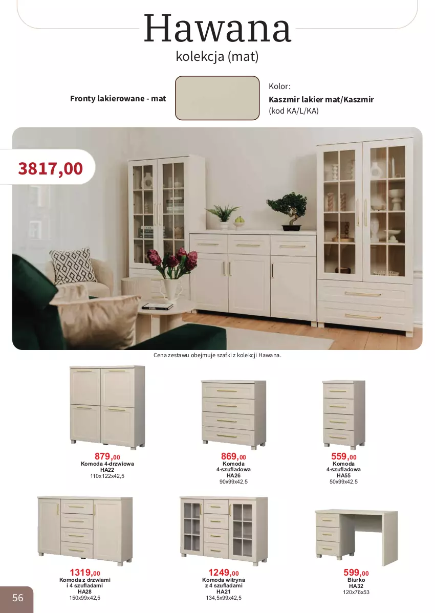 Gazetka promocyjna Bodzio - ważna 01.04 do 30.06.2026 - strona 56 - produkty: Biurko, Drzwi, Komoda, Lakier, Moda, Witryna