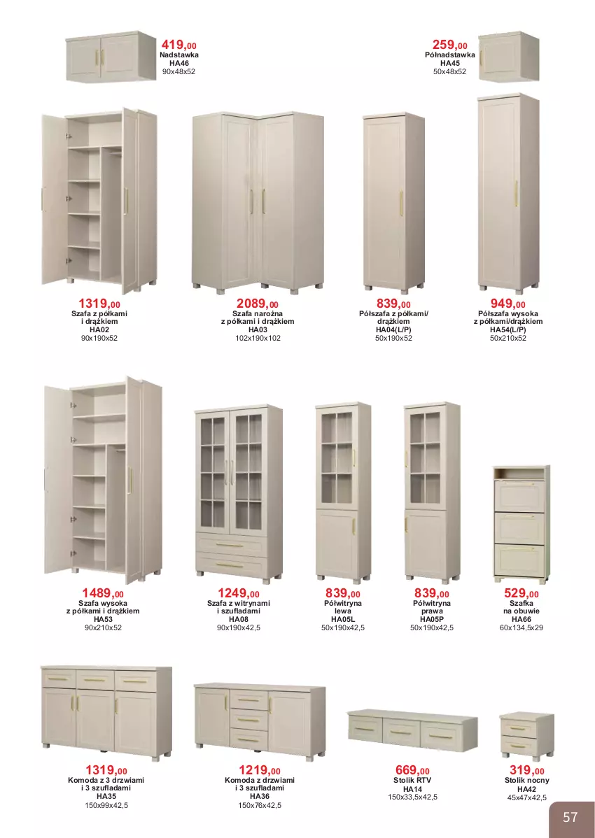 Gazetka promocyjna Bodzio - ważna 01.04 do 30.06.2026 - strona 57 - produkty: Drzwi, Fa, Komoda, Moda, Obuwie, Półka, Półszafa, Półwitryna, Sok, Stolik, Stolik nocny, Szafa, Szafka, Witryna