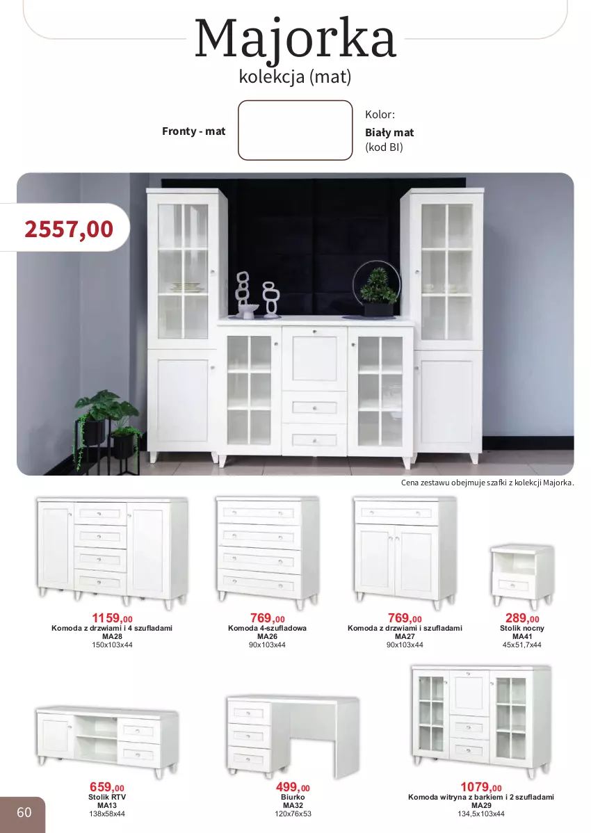 Gazetka promocyjna Bodzio - ważna 01.04 do 30.06.2026 - strona 60 - produkty: Biurko, Drzwi, Komoda, Moda, Orka, Stolik, Stolik nocny, Witryna