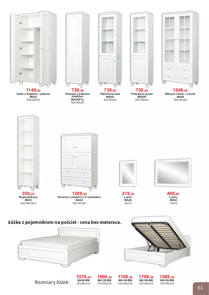 Gazetka promocyjna Bodzio - ważna 01.04 do 30.06.2026 - strona 61 - produkty: Drzwi, Fa, Komoda, Lustro, Materac, Moda, Pojemnik, Półka, Półszafa, Półwitryna, Pościel, Regał, Szafa, Tera, Witryna