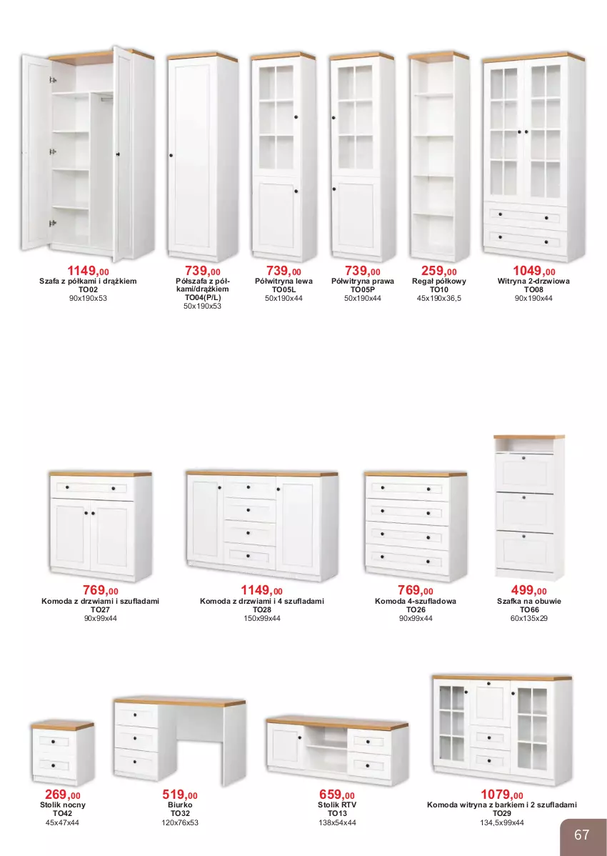 Gazetka promocyjna Bodzio - ważna 01.04 do 30.06.2026 - strona 67 - produkty: Biurko, Drzwi, Fa, Komoda, Moda, Obuwie, Półka, Półszafa, Półwitryna, Regał, Stolik, Stolik nocny, Szafa, Szafka, Witryna