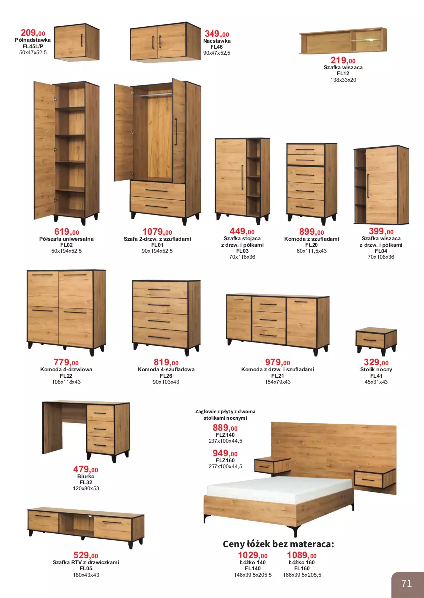 Gazetka promocyjna Bodzio - ważna 01.04 do 30.06.2026 - strona 71 - produkty: Biurko, Drzwi, Fa, Komoda, Materac, Moda, Półka, Półszafa, Stolik, Stolik nocny, Szafa, Szafka, Tera