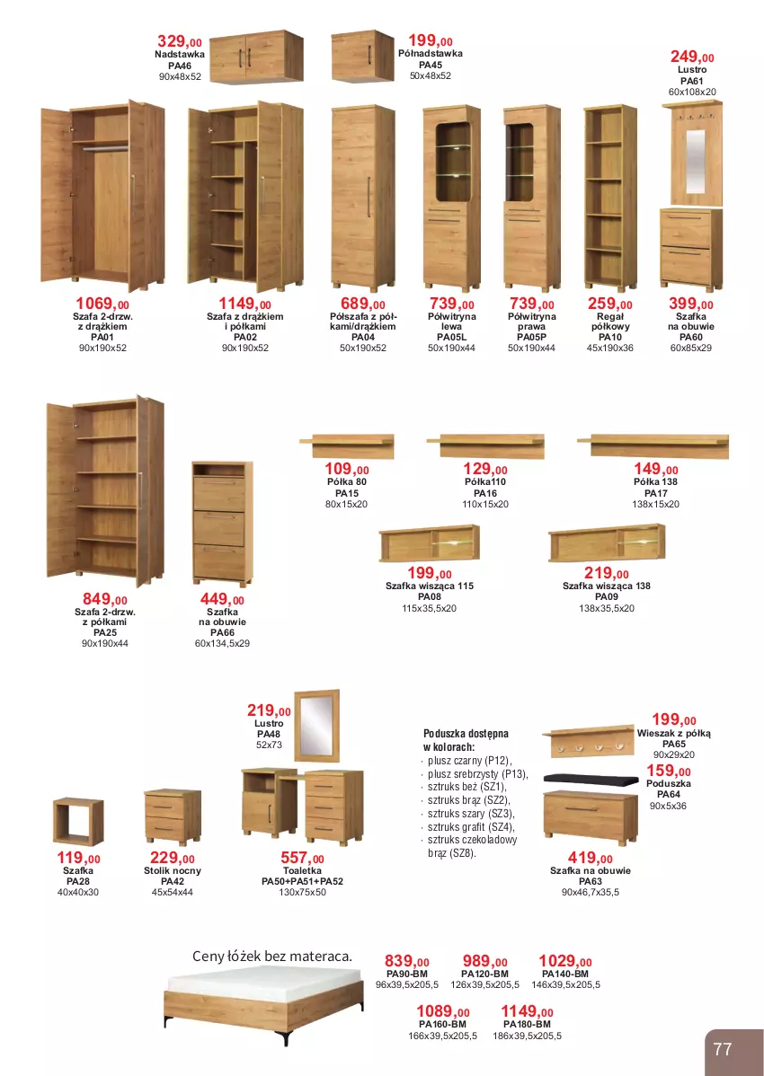 Gazetka promocyjna Bodzio - ważna 01.04 do 30.06.2026 - strona 77 - produkty: Fa, Gra, Lustro, Materac, Obuwie, Poduszka, Półka, Półszafa, Półwitryna, Regał, Stolik, Stolik nocny, Szafa, Szafka, Tera, Toaletka, Wieszak, Witryna