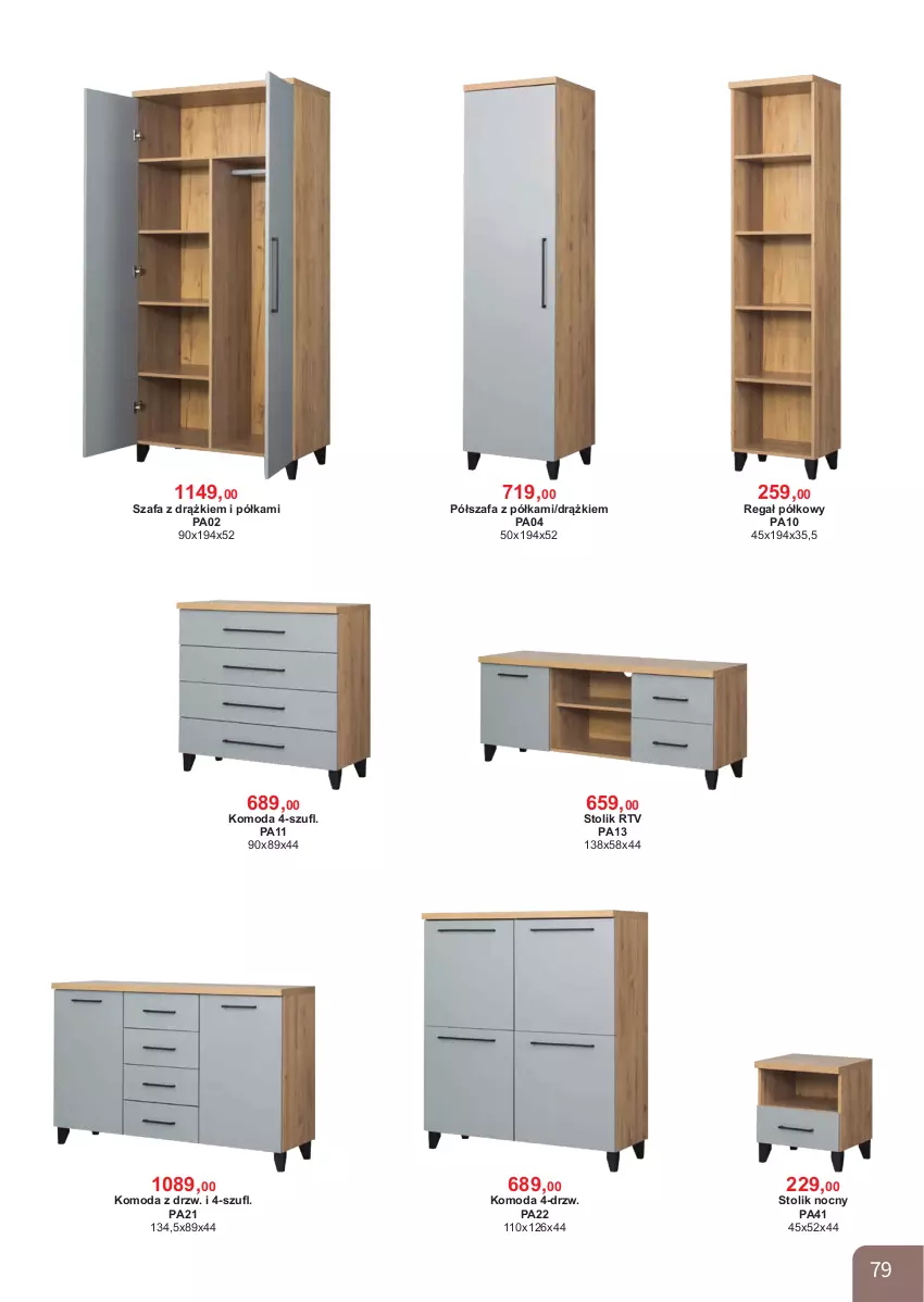 Gazetka promocyjna Bodzio - ważna 01.04 do 30.06.2026 - strona 79 - produkty: Fa, Komoda, Moda, Półka, Półszafa, Regał, Stolik, Stolik nocny, Szafa