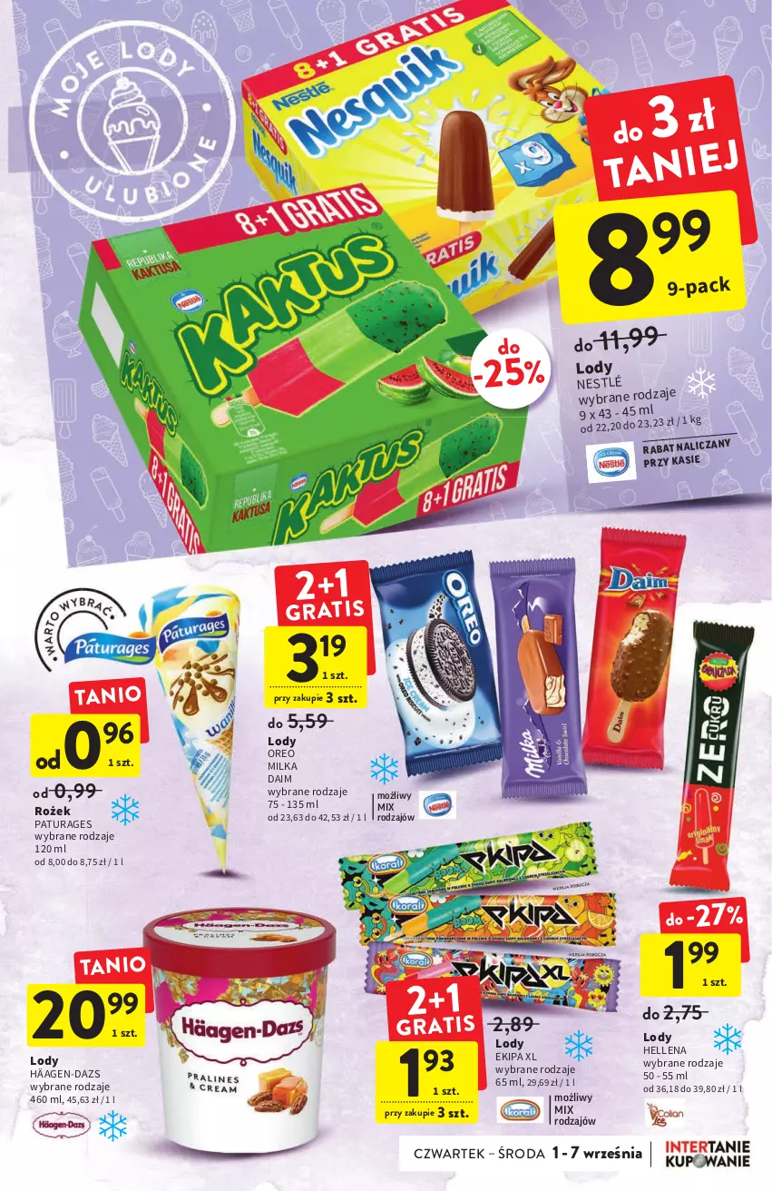 Gazetka promocyjna Intermarche - Gazetka Intermarche - ważna 01.09 do 07.09.2022 - strona 11 - produkty: Hellena, Lody, Milka, Nestlé, Oreo