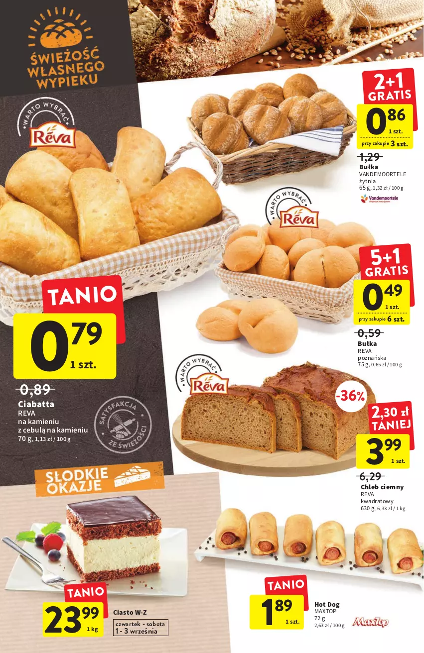 Gazetka promocyjna Intermarche - Gazetka Intermarche - ważna 01.09 do 07.09.2022 - strona 24 - produkty: Bułka, Chleb, Ciabatta, Hot dog, Top