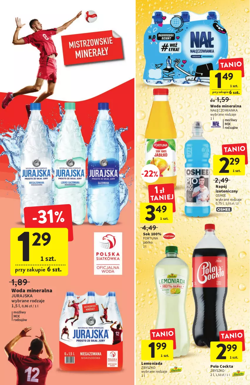 Gazetka promocyjna Intermarche - Gazetka Intermarche - ważna 01.09 do 07.09.2022 - strona 30 - produkty: Fortuna, Lemoniada, Nałęczowianka, Napój, Napój izotoniczny, Oshee, Sok, Woda, Woda mineralna