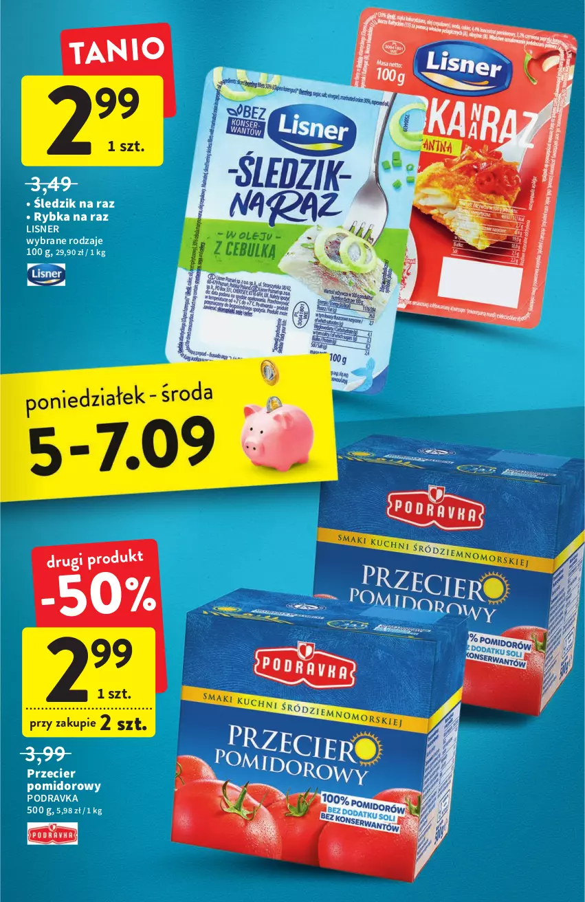 Gazetka promocyjna Intermarche - Gazetka Intermarche - ważna 01.09 do 07.09.2022 - strona 39 - produkty: Lisner, Podravka, Rybka na raz