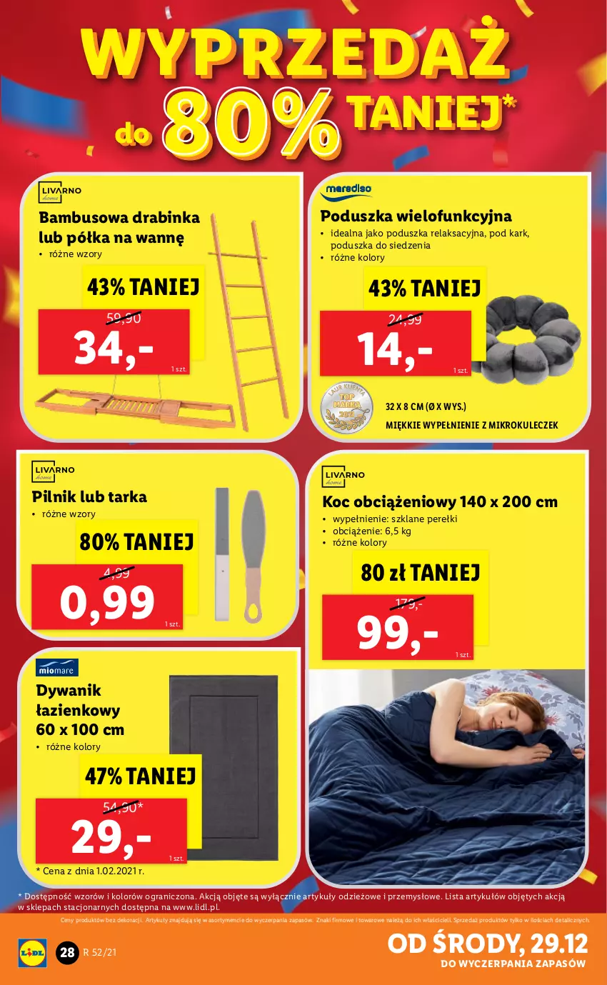 Gazetka promocyjna Lidl - GAZETKA - ważna 27.12 do 31.12.2021 - strona 28 - produkty: Dywan, Dywanik, Dywanik łazienkowy, Gra, Inka, Koc, Pilnik, Poduszka, Półka, Tarka