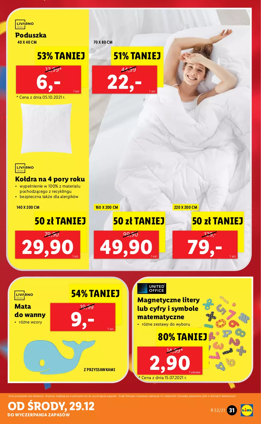 Gazetka promocyjna Lidl - GAZETKA - ważna 27.12 do 31.12.2021 - strona 31 - produkty: Kołdra, Piec, Poduszka, Por