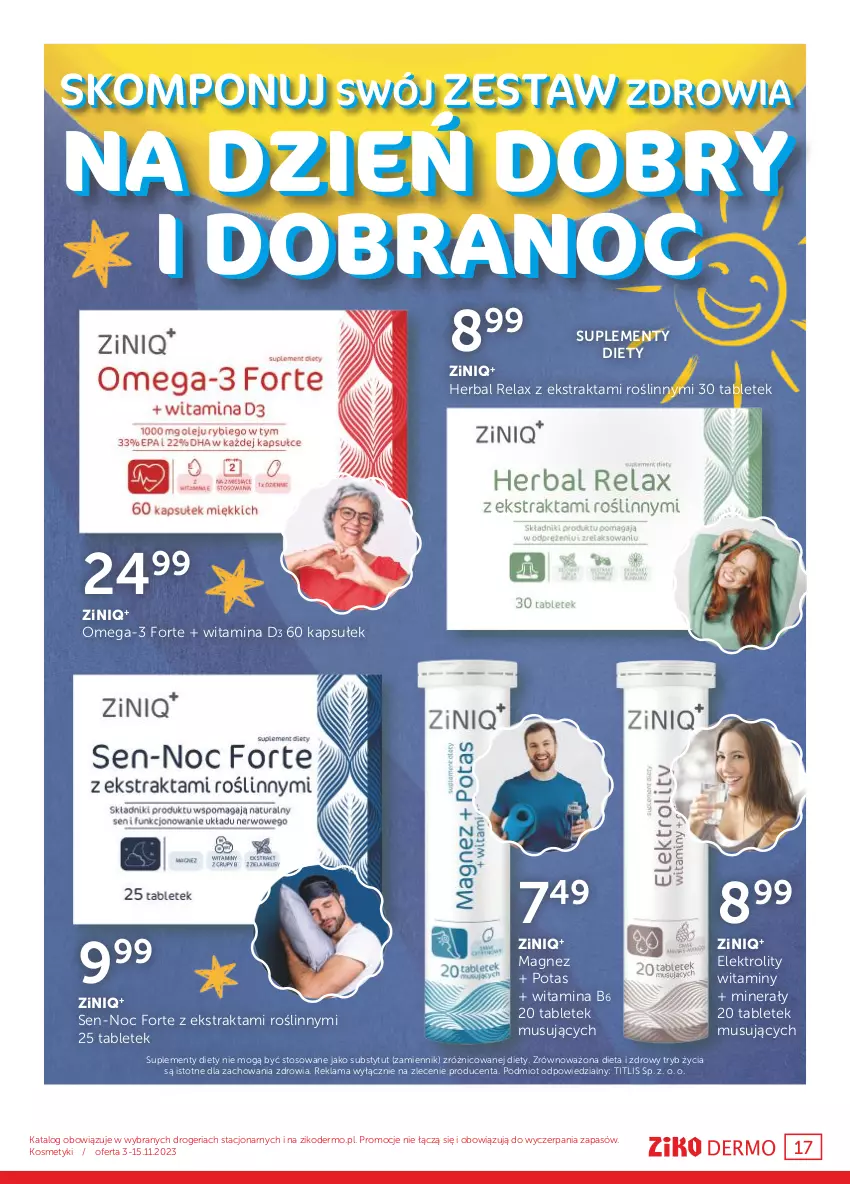 Gazetka promocyjna Ziko - Gazetka Ziko Dermo - ważna 03.11 do 15.11.2023 - strona 17 - produkty: Magnez, Mus, Omega-3, Tablet