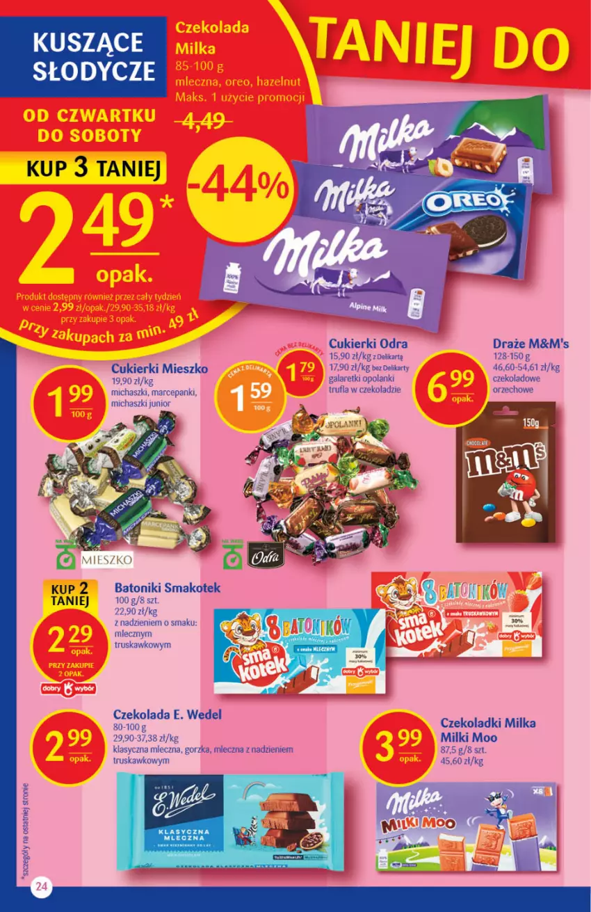 Gazetka promocyjna Delikatesy Centrum - Gazetka Delikatesy Centrum - ważna 27.05 do 01.06.2021 - strona 24 - produkty: Baton, Cukier, Cukierki, Gala, Galaretki, Kotek, Lanki, Milka, Smakotek, Tonik