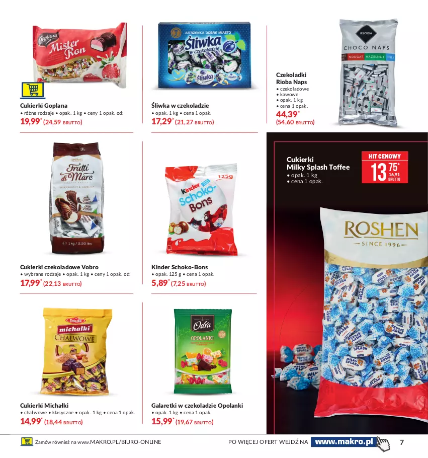 Gazetka promocyjna Makro - [Oferta specjalna] Walentynkowe LOVE - ważna 09.02 do 22.02.2021 - strona 7 - produkty: Biuro, Cukier, Cukierki, Cukierki czekoladowe, Gala, Galaretki, Goplana, Kinder, LANA, Lanki, Michałki, Rioba