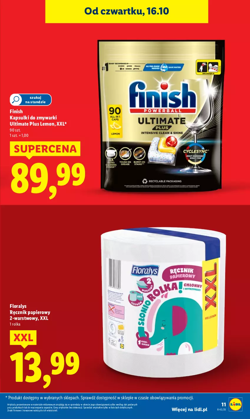 Gazetka promocyjna Lidl - GAZETKA - ważna 16.10 do 18.10.2025 - strona 11 - produkty: Finish, Flora, Papier, Ręcznik, Zmywarki