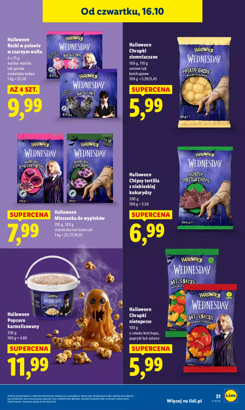Gazetka promocyjna Lidl - GAZETKA - ważna 16.10 do 18.10.2025 - strona 35 - produkty: Babeczki, Chipsy, Chrupki, Czekolada, Kakao, Ketchup, Popcorn, Ser, Top, Tortilla
