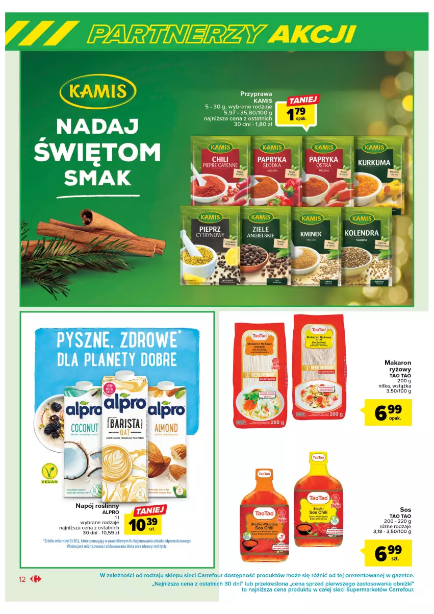 Gazetka promocyjna Carrefour - Gazetka Marki znane i lubiane - ważna 07.02 do 25.02.2023 - strona 12 - produkty: Alpro, Fa, Kamis, Makaron, Makaron ryżowy, Napój, Napój roślinny, Pieprz, Por, Ryż, Sos, Wstążka