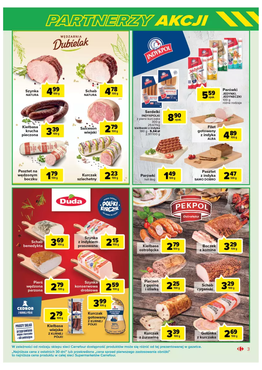 Gazetka promocyjna Carrefour - Gazetka Marki znane i lubiane - ważna 07.02 do 25.02.2023 - strona 3 - produkty: Boczek, Hot dog, Koc, Kurczak, Kurczak gotowany, Mięso, Parówki, Parówki hot dog, Pasztet, Piec, Salceson, Ser, Serdelki, Szynka