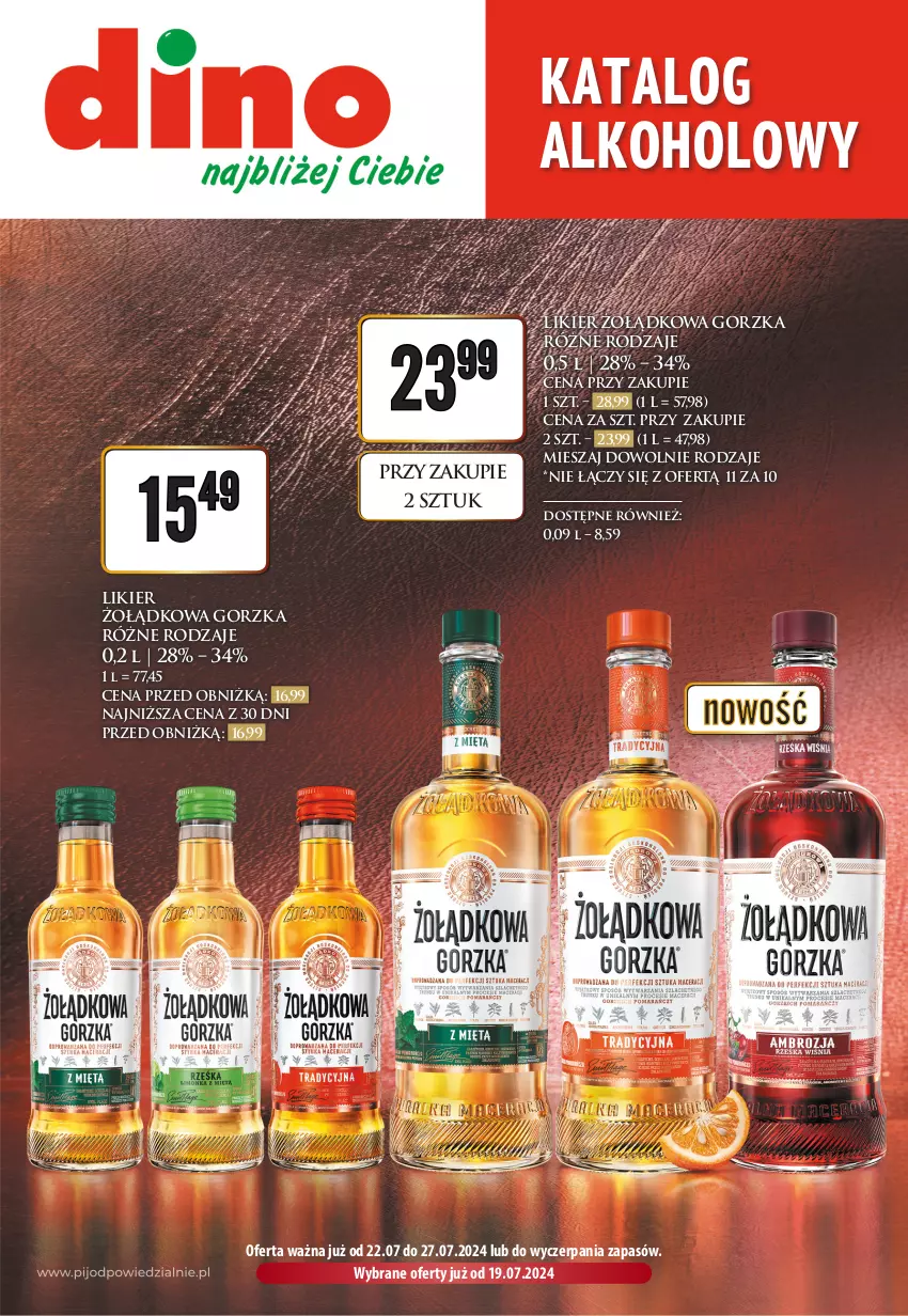 Gazetka promocyjna Dino - Katalog alkoholowy / lipiec 2024 - ważna 22.07 do 27.07.2024 - strona 1 - produkty: Likier