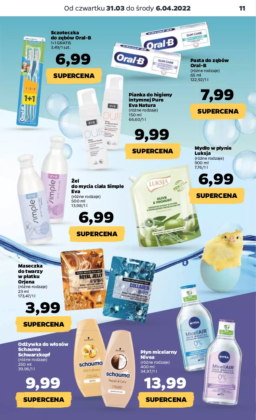 Gazetka promocyjna Netto - Gazetka spożywcza 31.03-6.04 - ważna 31.03 do 06.04.2022 - strona 11 - produkty: Gra, Luksja, Mydło, Mydło w płynie, Nivea, Odżywka, Pasta do zębów, Płyn micelarny, Pur, Schauma, Schwarzkopf