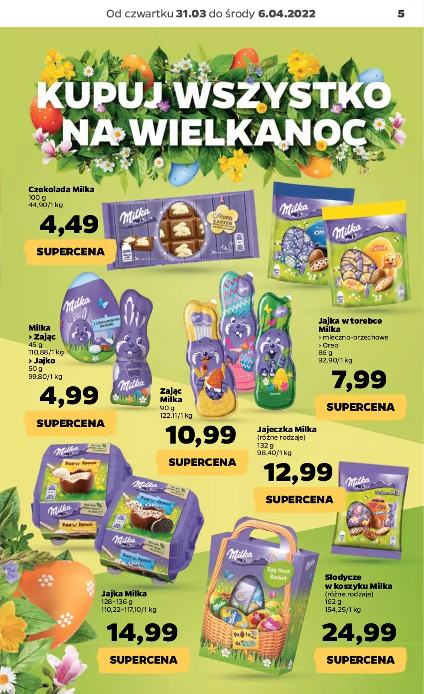 Gazetka promocyjna Netto - Gazetka spożywcza 31.03-6.04 - ważna 31.03 do 06.04.2022 - strona 5 - produkty: Czekolada, Kosz, Milka, Oreo