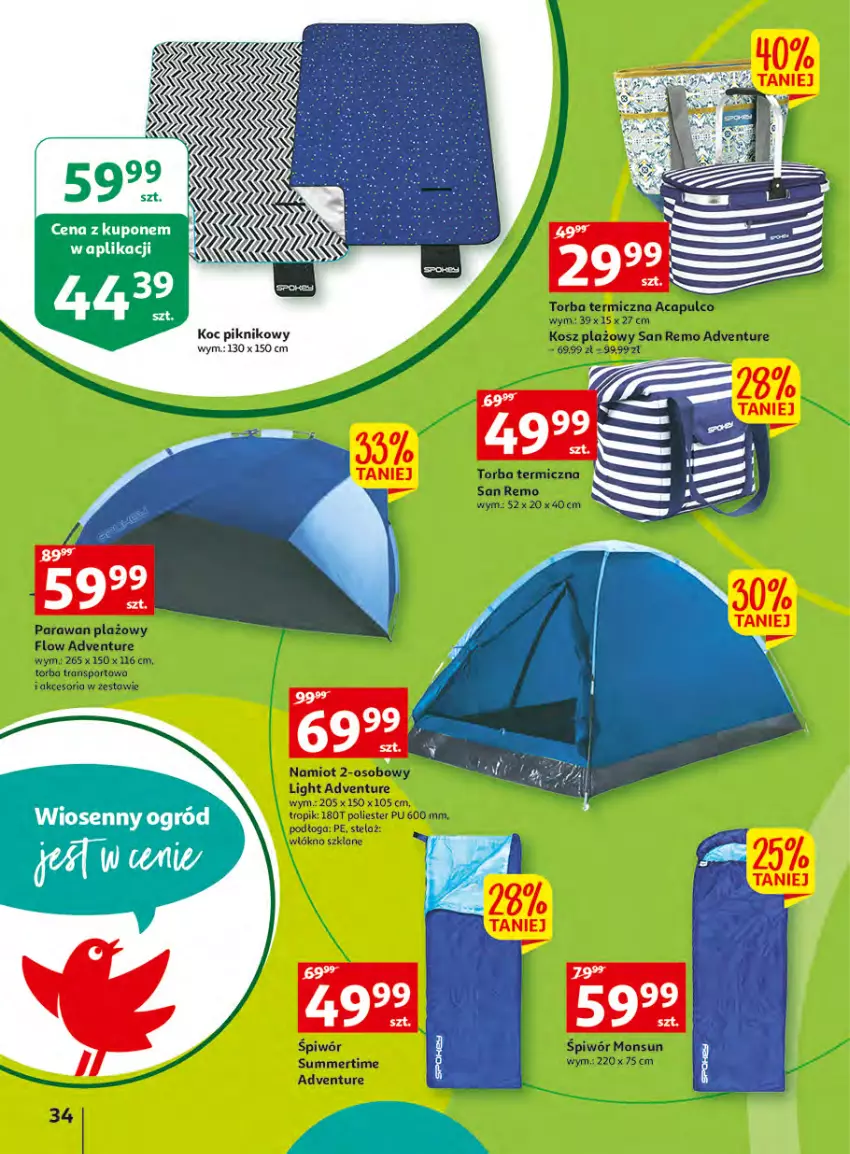 Gazetka promocyjna Auchan - Udane grillowanie jest w cenie Hipermarkety - ważna 19.05 do 28.05.2022 - strona 34 - produkty: Koc, Kosz, Namiot, Parawan plażowy, Por, Sport, Torba, Tran