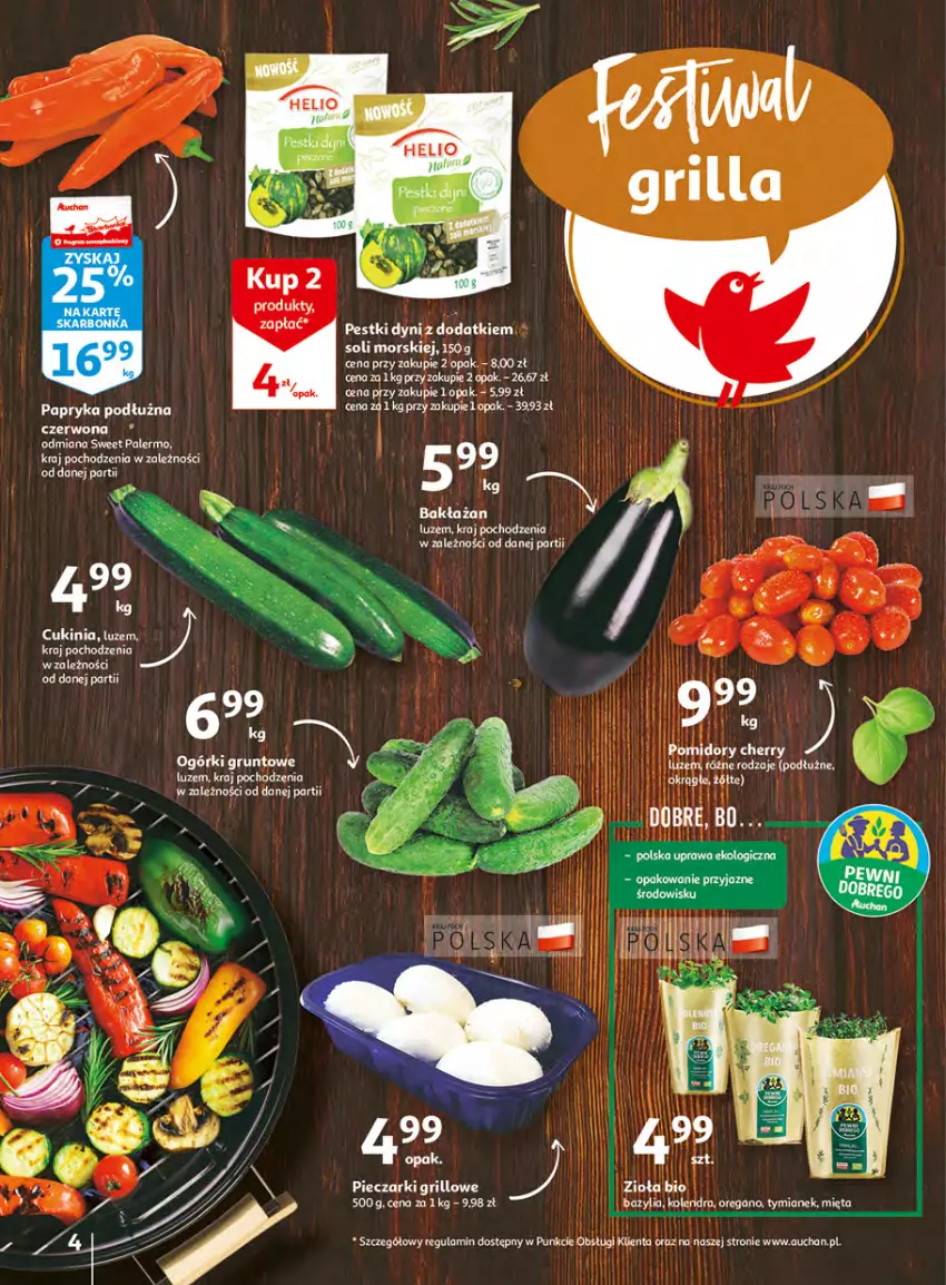 Gazetka promocyjna Auchan - Udane grillowanie jest w cenie Hipermarkety - ważna 19.05 do 28.05.2022 - strona 4 - produkty: Bazyl, Bazylia, Kolendra, Mięta, Papryka, Papryka podłużna, Pestki dyni, Pomidory