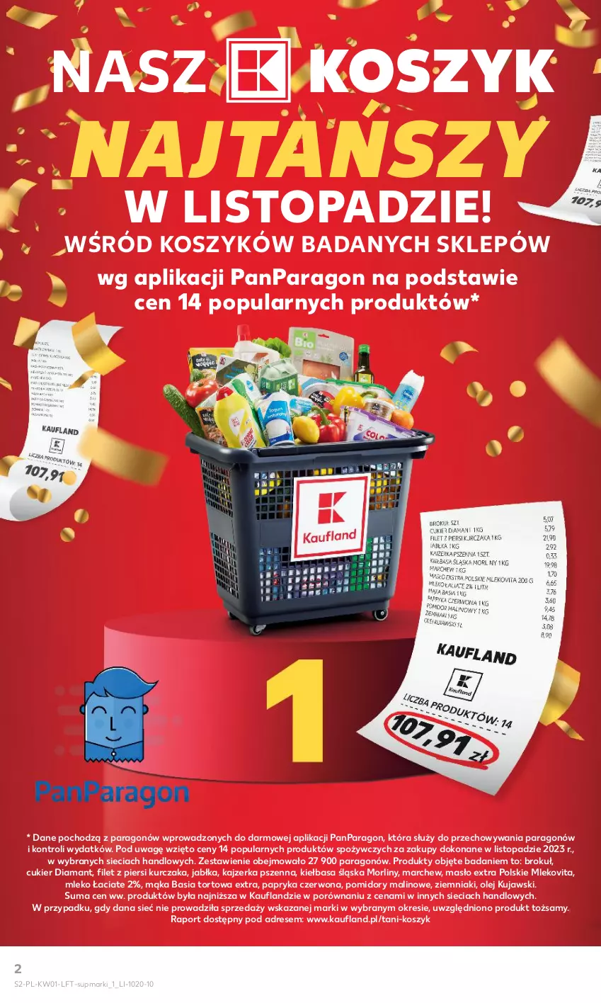 Gazetka promocyjna Kaufland - Gazetka tygodnia - ważna 03.01 do 10.01.2024 - strona 2 - produkty: Basia, Cukier, Diamant, Dres, Jabłka, Kajzerka, Kajzerka pszenna, Kiełbasa, Kiełbasa śląska, Kosz, Kujawski, Kurczak, Mąka, Masło, Mleko, Mlekovita, Morliny, Olej, Papryka, Papryka czerwona, Pomidory, Por, Top, Ziemniaki