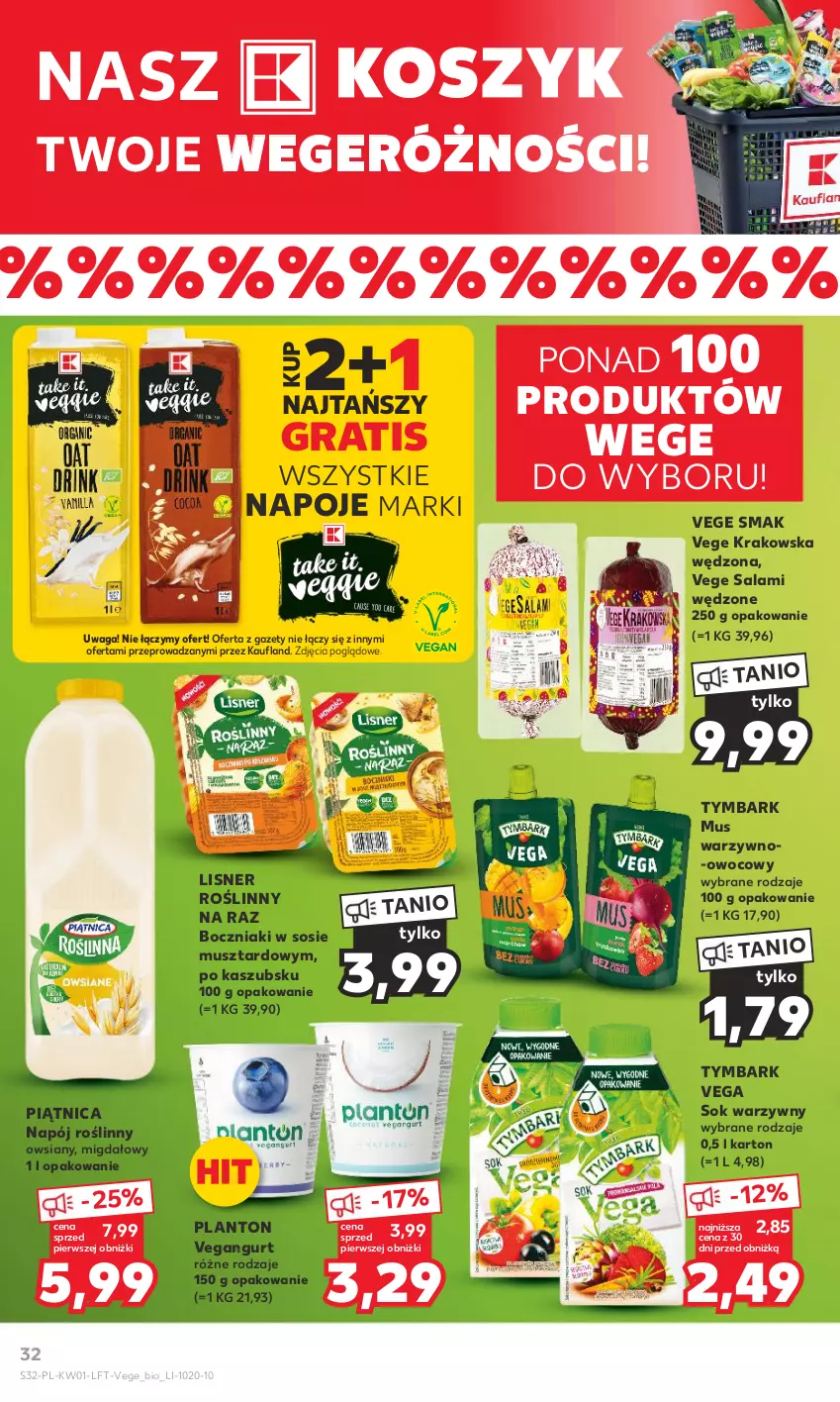 Gazetka promocyjna Kaufland - Gazetka tygodnia - ważna 03.01 do 10.01.2024 - strona 32 - produkty: Boczniak, Gra, Kosz, Lisner, Mus, Napój, Napój roślinny, Napoje, Piątnica, Salami, Sok, Sos, Tymbark, Vegangurt, Waga