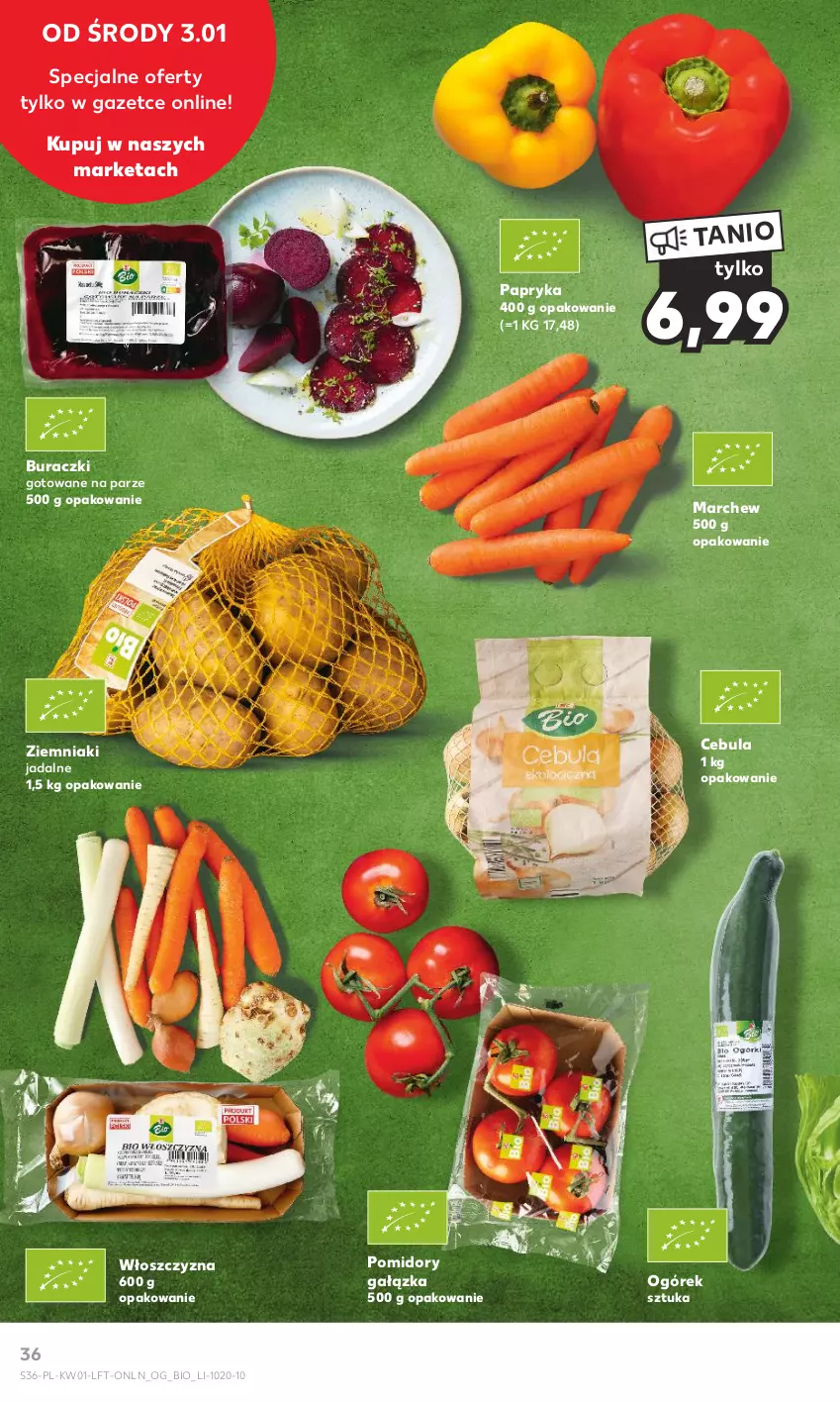 Gazetka promocyjna Kaufland - Gazetka tygodnia - ważna 03.01 do 10.01.2024 - strona 36 - produkty: Buraczki, Cebula, Ogórek, Papryka, Pomidory, Ziemniaki