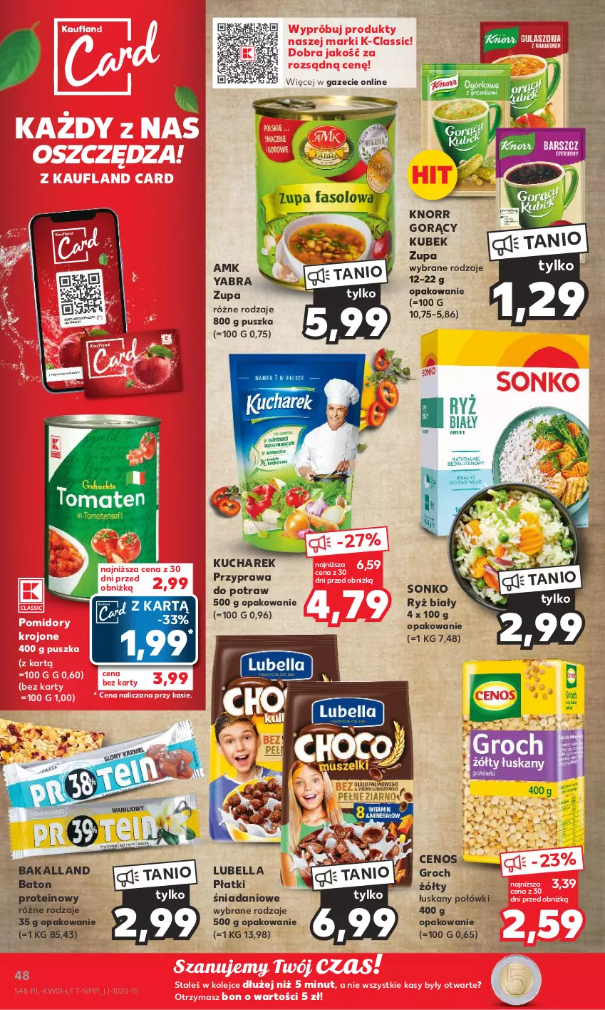 Gazetka promocyjna Kaufland - Gazetka tygodnia - ważna 03.01 do 10.01.2024 - strona 48 - produkty: Bakalland, Baton, Bell, Bella, Cenos, Danio, Groch, Knorr, Kubek, Kucharek, Lubella, Olej, Pomidory, Pomidory krojone, Przyprawa do potraw, Ryż, Ryż biały, Sonko, Zupa