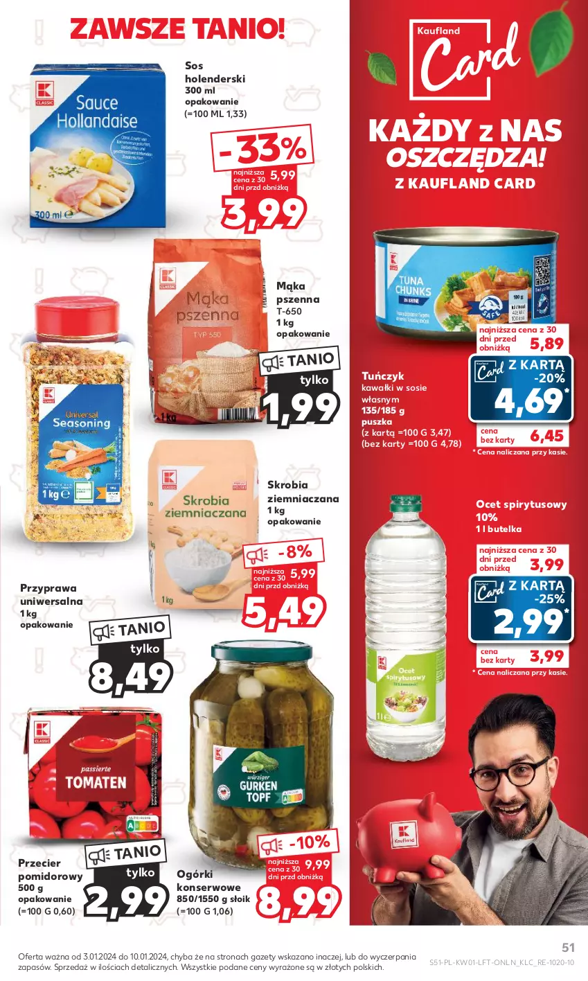 Gazetka promocyjna Kaufland - Gazetka tygodnia - ważna 03.01 do 10.01.2024 - strona 51 - produkty: Kawa, Mąka, Mąka pszenna, Ocet, Ogórki konserwowe, Przyprawa uniwersalna, Ser, Skrobia ziemniaczana, Sos, Tuńczyk